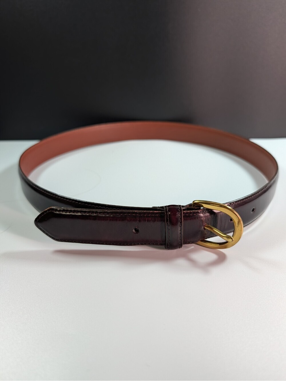 Coach Mens 36 Brown Leather Belt Solid Brass Buckle Vintage Classic Dress Casual